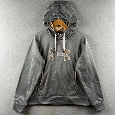 Under Armour Storm 1 Hunting Hoodie Womens Large Gray Fleece Pullover Camo - Image 1 of 4