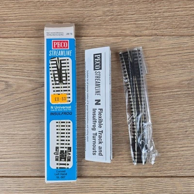 Peco SL-387 Curved Left Hand Point Code 80 N Gauge Insulfrog New with Box - Image 1 of 4