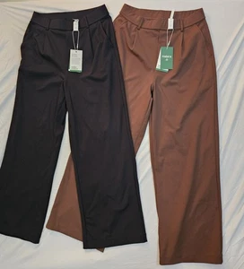 Lote de 2 Pantalones Halara Para Mujer Pequeño Pequeño Negro y Marrón Pierna Ancha Vestido Trabajo... - Imagen 1 de 9