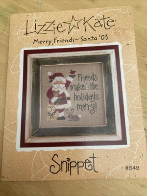 LIZZIE KATE “MERRY FRIENDS” SANTA SNIPPET CROSS STITCH CHART (2003) - Image 1 of 2