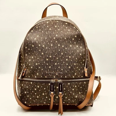 Mochila Michael Kors Rhea Cremallera Logo Estrellas Marrón, Mediana 30H1GEZB20 Foto 1 de 4