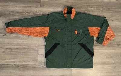 Vintage Nike Team Sports NCAA Miami Hurricanes Heavyweight Jacket Mens L Large - Image 1 of 4