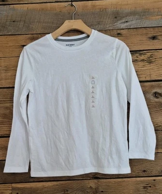Boys Old Navy Crewneck Long Sleeve Shirt Sz L White NEW - Image 1 of 2