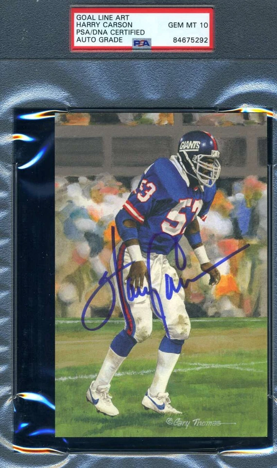 Harry Carson Gem Mint 10 PSA DNA Slabbed Signed Goal Line Autograph GLAC - Image 1 of 1