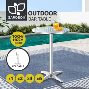 Gardeon Outdoor Bar Table Adjustable Height Aluminium Bistro Garden Cafe Round - Picture 1 of 14
