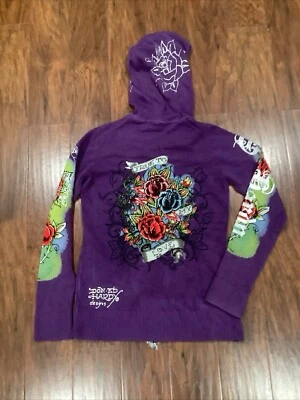 Sudadera con capucha vintage Ed Hardy Christian Audigier Y2K cremallera completa - para mujer L Foto 1 de 4