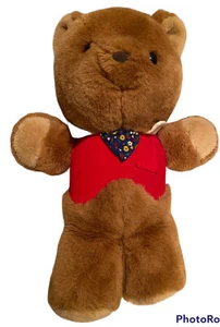 Animal Fair Plush Teddy Bear Red Vest  Stuffed Animal 13” Vintage Stuffie - Picture 1 of 10