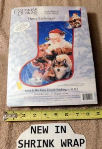Candamar Designs Weihnachten STOCKING Kreuzstich Set Santa and His Furry Friends - Bild 1 von 9