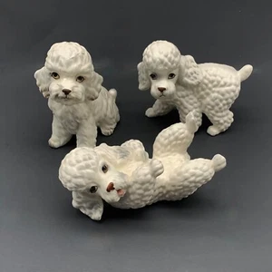Vintage Lefton Ceramic Poodle Figurines, White & Gray, Made in Japan~#A727 - Picture 1 of 12