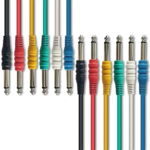 AxcessAbles 1/4 6.35mm TS Unbalanced Mono MultiColor Patch Cables 6PK 3 FT - Picture 1 of 1