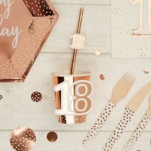Rose Gold 18th Birthday Paper Cups | Luxury Polka Dot Spotty Party Tableware x8