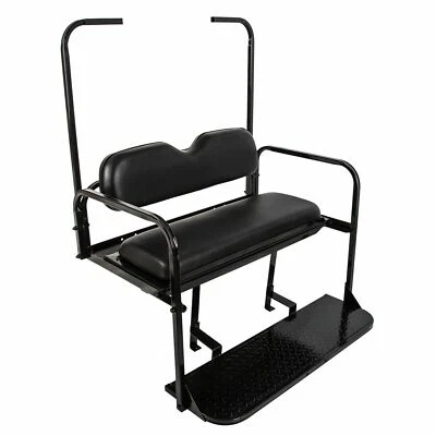 For EZGO TXT 1995+ Golf Cart Flip Rear Back Seat with Roof Support-Black Cushion - Image 1 of 4