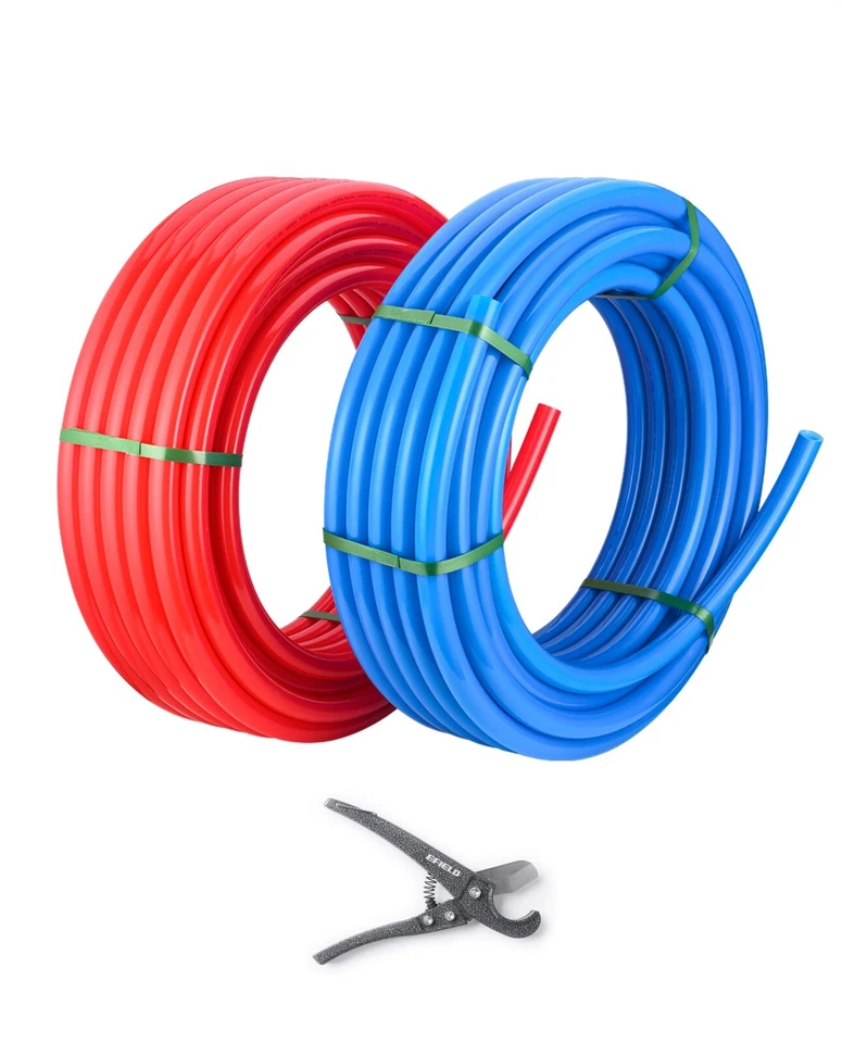 EFIELD 2 Rolls 1/2" Pex-A Pipe 2X 50ft (100ft) Red & Blue W/H  Pipe Cutter - Image 1 of 4