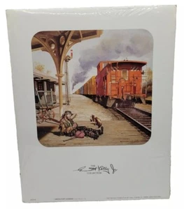 Sealed Emmett Kelly Jr Clown Hobo by Train Station w Dog 8 x 10 Art Print 1997 - Picture 1 of 7
