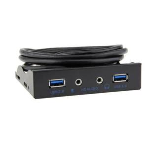 USB 3.0 2-Port 3.5 Inch Metal Front Panel USB Hub with 1 HD Audio Outpu - Picture 1 of 3