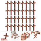 50Pcs Mini Wooden Cross Pendant for Men's DIY Necklace - Light Brown