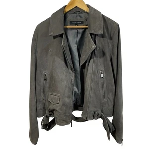 Wilsons Leder grau Wildleder Moto Jacke XXL Echtleder Reißverschlusstaschen Gürtel - Bild 1 von 21