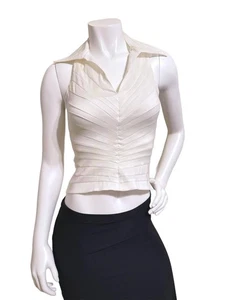 Joseph Ribkoff Trends weißes Satin Neckholder Top Größe 4 Reißverschluss hinten Vintage Y2K - Bild 1 von 6