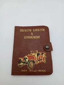 Vintage Leather Driving Licence Holder 1909 Rolls-Royce Design Brown - Picture 1 of 3
