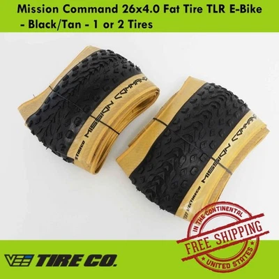 Vee Tire Mission Command 26x4.0 Fat Tire TLR E-Bike - Black/Tan - 1 or 2 Tires - Image 1 of 4