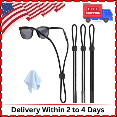 Soportes de gafas ajustables con correa para hombre 3 piezas, tamaño mediano, negro Foto 1 de 4