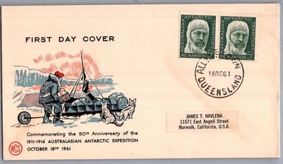 AUSTRALIA 1961 POSTAL CACHET FDC COVER COMM ANTARCTIC EXPEDITION ADDR & POSTMARK - Image 1 of 2