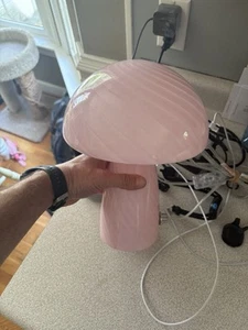 Pink mushroom lamp Glass Stripes - Picture 1 of 7