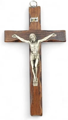 Crocifisso Da Parete - Artigianale Made in Italy Cristo E INRI Placcati Argento  - Immagine 1 di 4