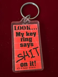 LOOK My Key Ring Says S#!T On It Schlüsselanhänger orange Ziegel Hintergrund 3,5" Neuheit - Bild 1 von 2