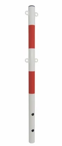 Absperrpfosten rot/weiß + 4 Ösen für Absperrkette Ø60mm Einbetonierbar Poller - Bild 1 von 1