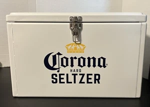 Corona Hard Seltzer Metal Beer Cooler - Handles, Hinged & Latch-Nice Condition - Picture 1 of 12