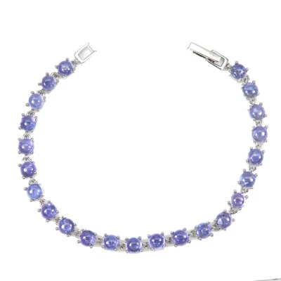 925 Sterling Silver Bracelet Round Blue Tanzanite 5mm Gemstone Jewelry - Image 1 of 4