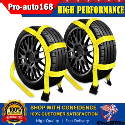 2X Car Wrecker Hauler Truck Tire Basket Straps fit 17-21" Tow Dolly Tire Wheel - Image 1 of 4