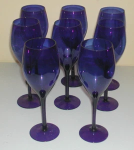 Set of 8 blue water or iced tea stem glasses goblets - Picture 1 of 3
