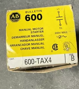 Nuevo motor de arranque manual Allen Bradley 600-TAX4 1 polo 1 HP 277V tipo palanca - Imagen 1 de 7