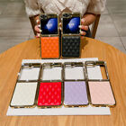 Womens Diamond Plating PU Leather PC Case For Samsung Galaxy Z Flip 5 4 3 Cover