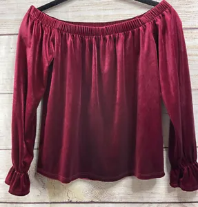 One Clothing Top Women's Size XS Maroon Long Sleeve Off the Shoulder - Picture 1 of 6