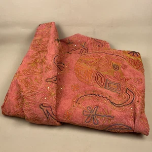 Antigua manta de tela india con patrón bordado a mano hecha a mano 217x144 cm - Imagen 1 de 15