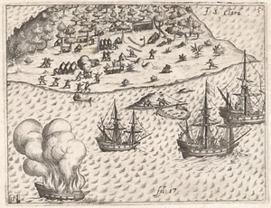 Print "Delineatio Insulae Sanctae Clarae" (Arquipélago de Sant'Ana) De Bry, 1599 - Picture 1 of 3