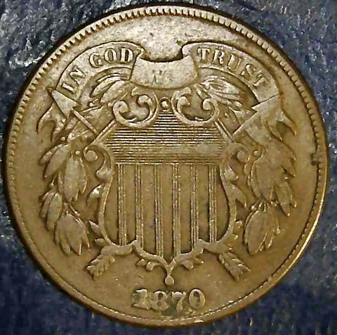 1870 US Two Cent Piece - Tough Date Better Coin     (NA45) Cover