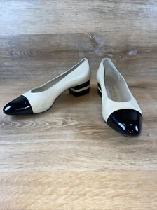 Authenticated Chanel Color Block Low Heels Size 39.5 8.5 - Picture 1 of 16