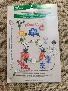 Clover 8820 Floral Design Hand Embroidery Iron On Pattern Flower Open Package  - Picture 1 of 8