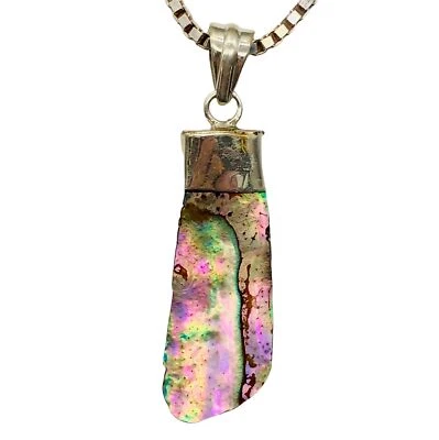 Colgante gota de plata de ley con concha de abulón | 2" de largo | azul/plata | 1 colgante Foto 1 de 4