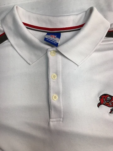 NFL Reebok Mens White Short Sleeve Polo Shirt - Tampa Bay Buccaneers - Size L Cover