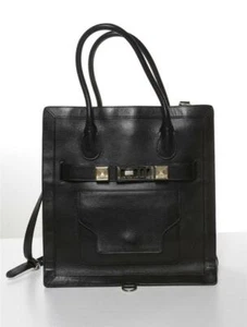 PROENZA SCHOULER Cuero Negro PS11 Bolso de Mano Alto Bolso de Mano Mensajero - Imagen 1 de 10