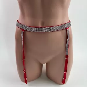 Cinturón de liga de estrás muy sexy de Victoria's Secret rojo XS/S NUEVO CON ETIQUETAS - Imagen 1 de 11