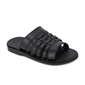 Adam - Caged Leather Slide Sandal | Black - Picture 1 of 5