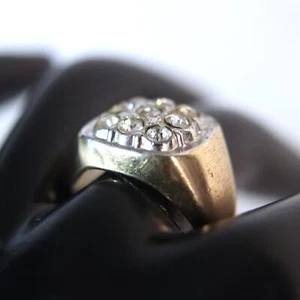 18K HGE ESPO Ring Clear Stone Studded Gold Plated - Picture 1 of 9