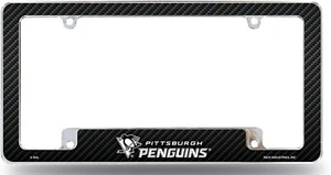 Pittsburgh Penguins Metal License Plate Frame Tag Cover Carbon Fiber Design... - Picture 1 of 1