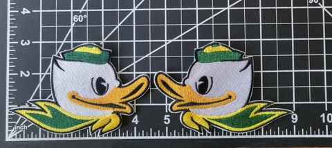 Oregon Mascot The Duck 4.5" Iron On Embroidered Patch SET ~FREE Mailing! Cover